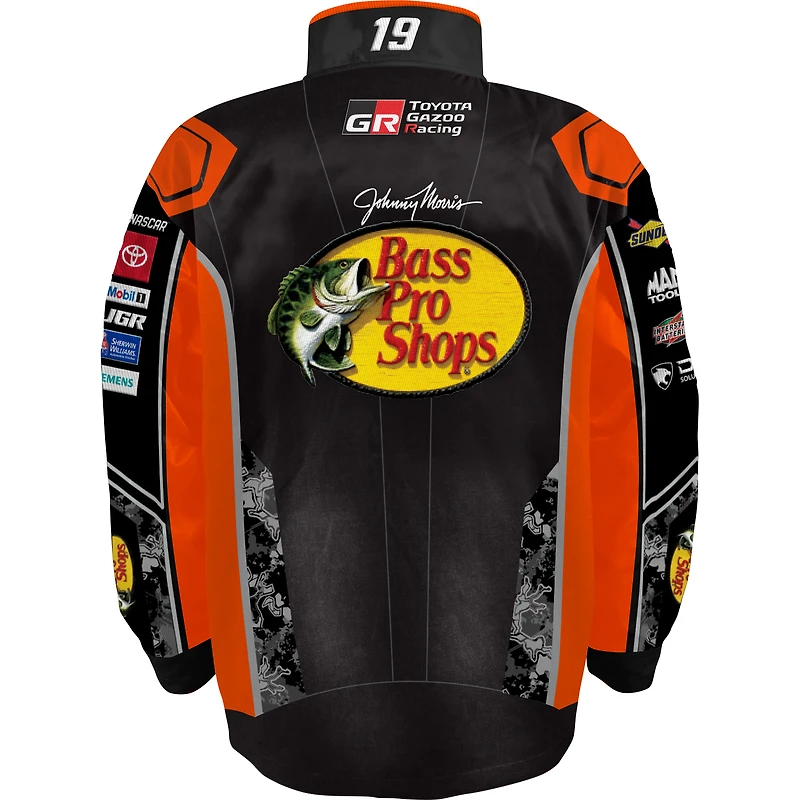 Veste d'uniforme à boutons-pression complète pour homme Joe Gibbs Racing Team Collection noire Chase Briscoe Bass Pro Shops
