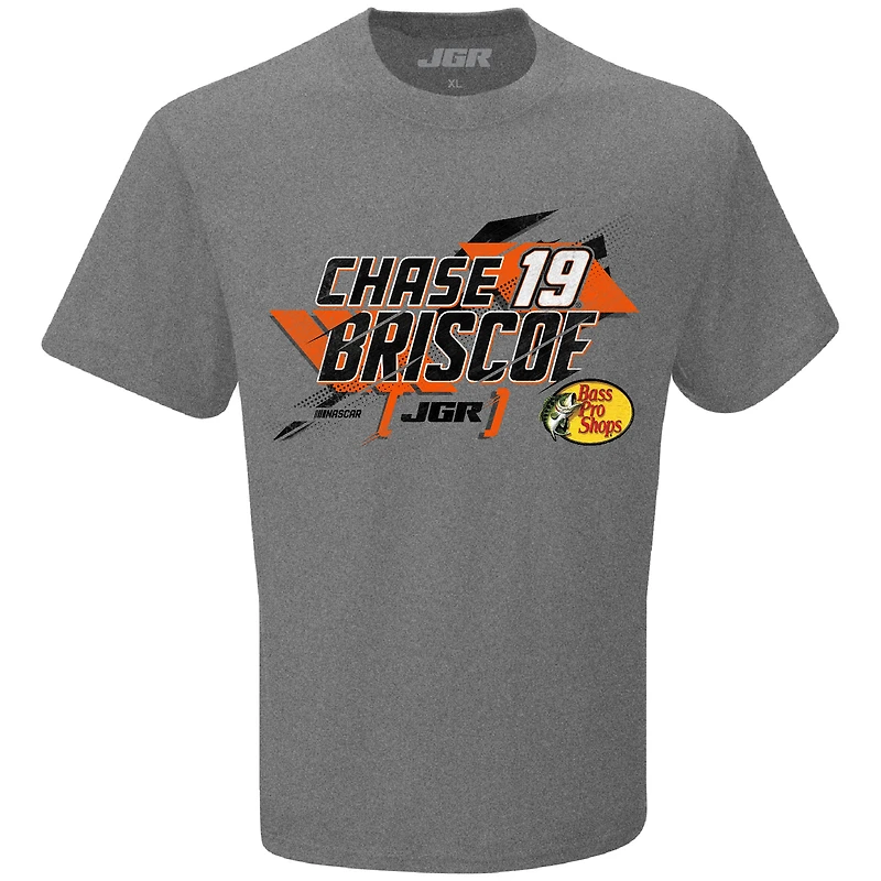 T-shirt pour homme Joe Gibbs Racing Team Collection Graphite Chase Briscoe Bass Pro Shops avec nom et numéro