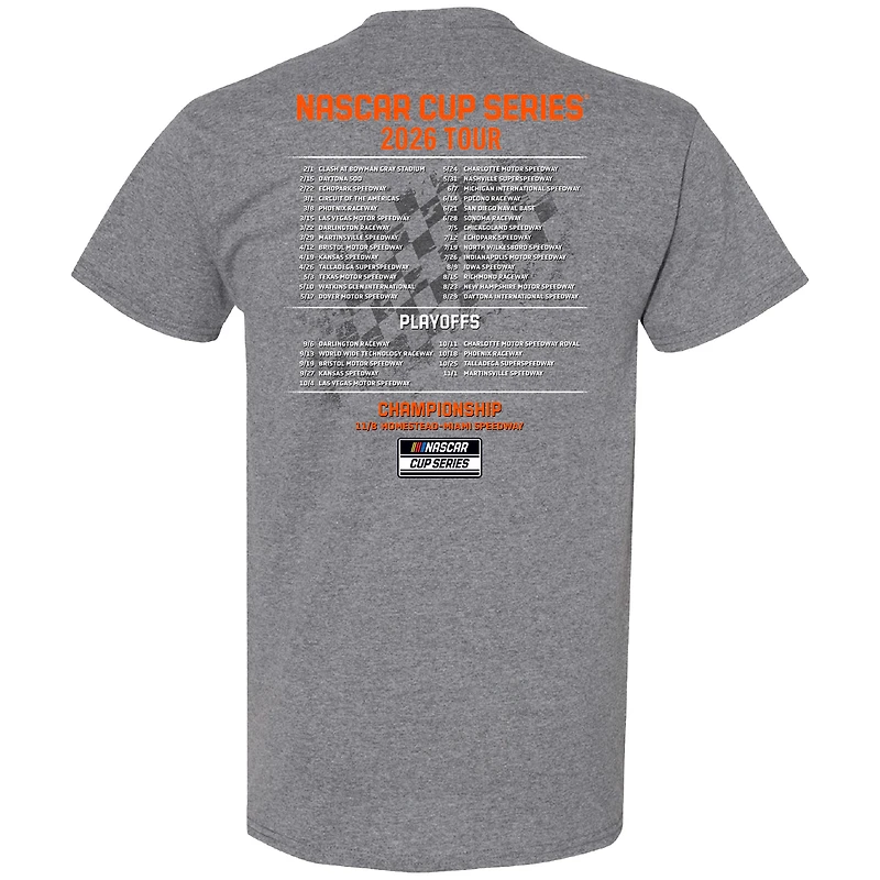 Men's Joe Gibbs Racing Team Collection Heather Charcoal Chase Briscoe 2026 NASCAR Schedule T-Shirt