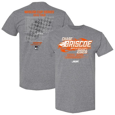 T-shirt pour homme Joe Gibbs Racing Team Collection, couleur anthracite chiné, Chase Briscoe, calendrier NASCAR 2026