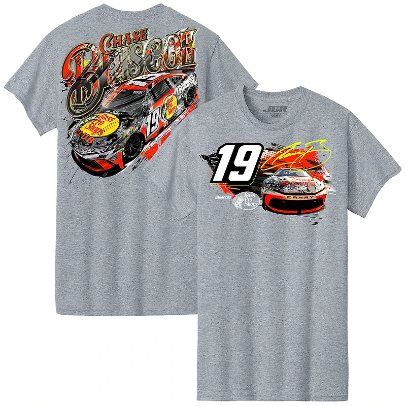 Men's Joe Gibbs Racing Team Collection  Heather Gray Chase Briscoe Bass Pro Shops Car T-Shirt