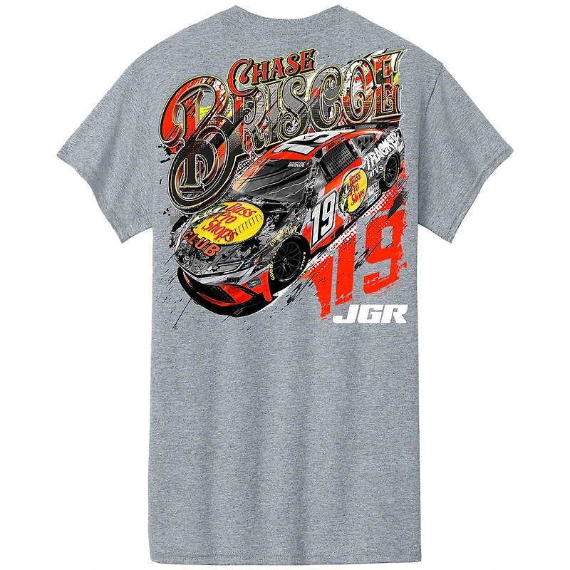 Men's Joe Gibbs Racing Team Collection  Heather Gray Chase Briscoe Bass Pro Shops Car T-Shirt