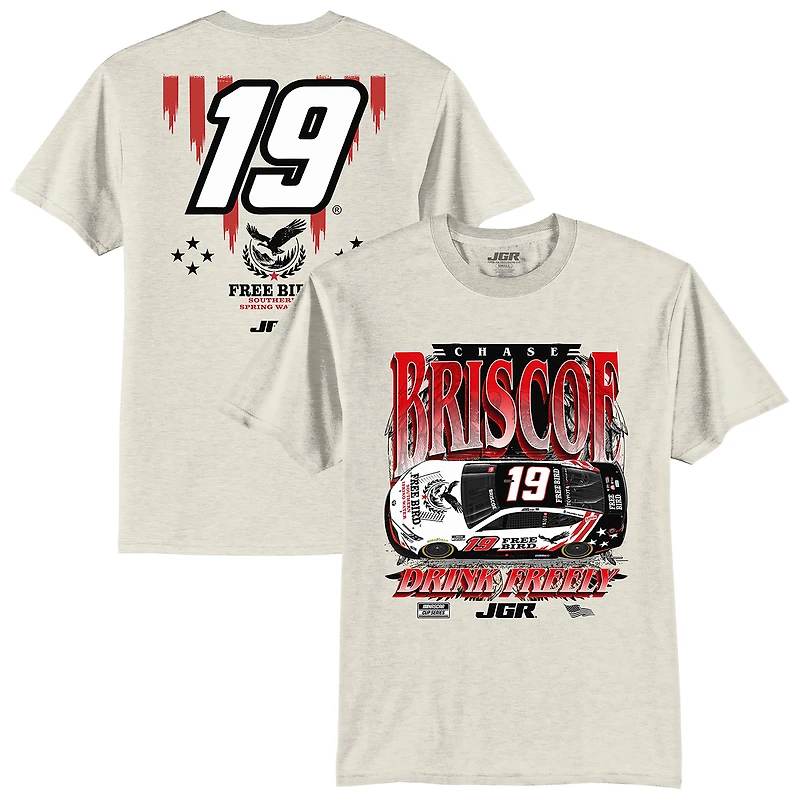 Men's Joe Gibbs Racing Team Collection Oatmeal Chase Briscoe #19 Free Bird Southern Spring Water Car T-Shirt