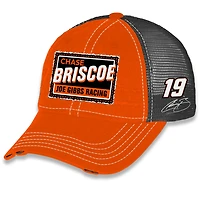 Unisex Checkered Flag Sports Orange Chase Briscoe  Vintage Patch Trucker Adjustable Hat