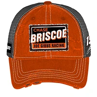 Unisex Checkered Flag Sports Orange Chase Briscoe  Vintage Patch Trucker Adjustable Hat
