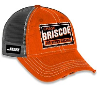 Unisex Checkered Flag Sports Orange Chase Briscoe  Vintage Patch Trucker Adjustable Hat
