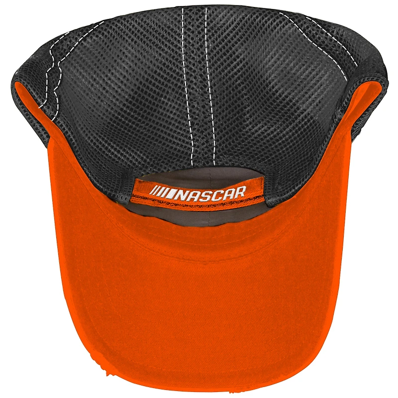 Unisex Checkered Flag Sports Orange Chase Briscoe  Vintage Patch Trucker Adjustable Hat