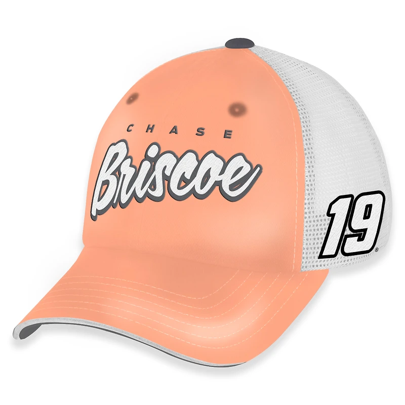 Casquette de camionneur ajustable Chase Briscoe Pit Box rose/blanc à damier pour femme