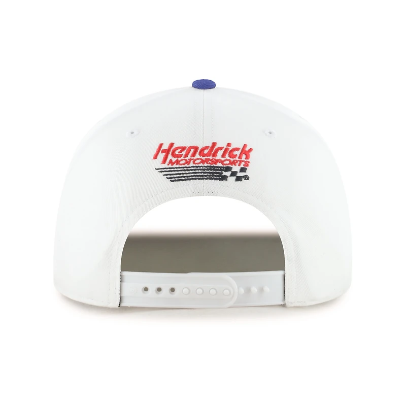 Casquette ajustable Chase Elliott Flame Hitch blanche et jaune « 47 » pour homme