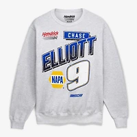 Sweat-shirt Chase Elliott NAPA classique pour homme, couleur gris cendré.