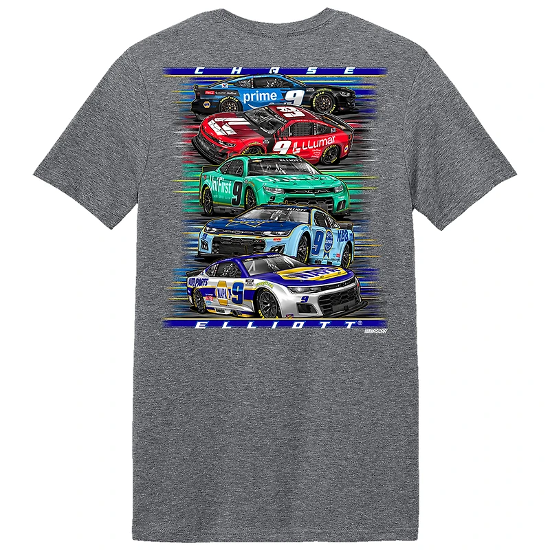 Men's Classic Ink Heather Charcoal Chase Elliott Car T-Shirt