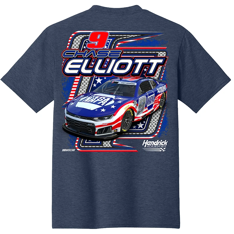 Men's Classic Ink Heather Navy Chase Elliott NAPA Patriotic Car T-Shirt