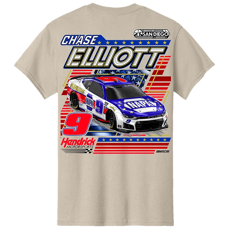 Men's Classic Ink Tan Chase Elliott NAPA NASCAR San Diego Weekend T-Shirt