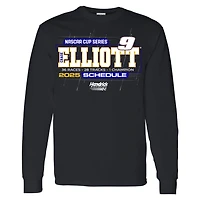 Men's Hendrick Motorsports Team Collection Black Chase Elliott 2025 NASCAR Cup Series Schedule Long Sleeve T-Shirt