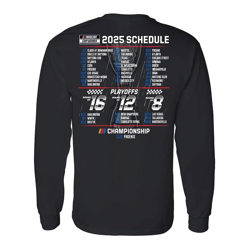 Men's Hendrick Motorsports Team Collection Black Chase Elliott 2025 NASCAR Cup Series Schedule Long Sleeve T-Shirt