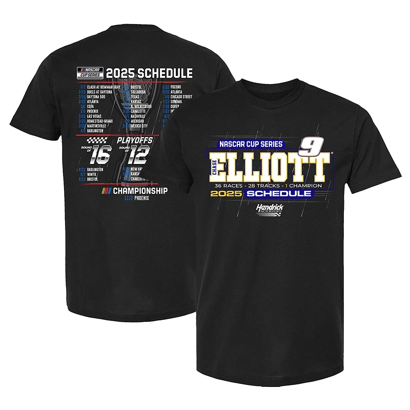 T-shirt noir pour homme de la collection Hendrick Motorsports Team Chase Elliott 2025 NASCAR Cup Series