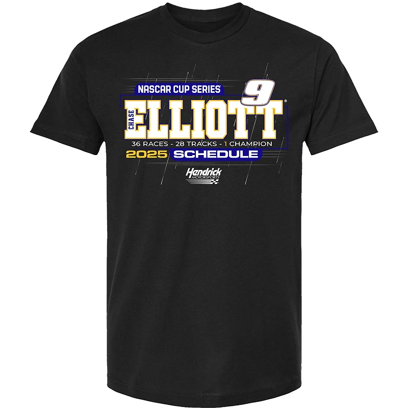 T-shirt noir pour homme de la collection Hendrick Motorsports Team Chase Elliott 2025 NASCAR Cup Series