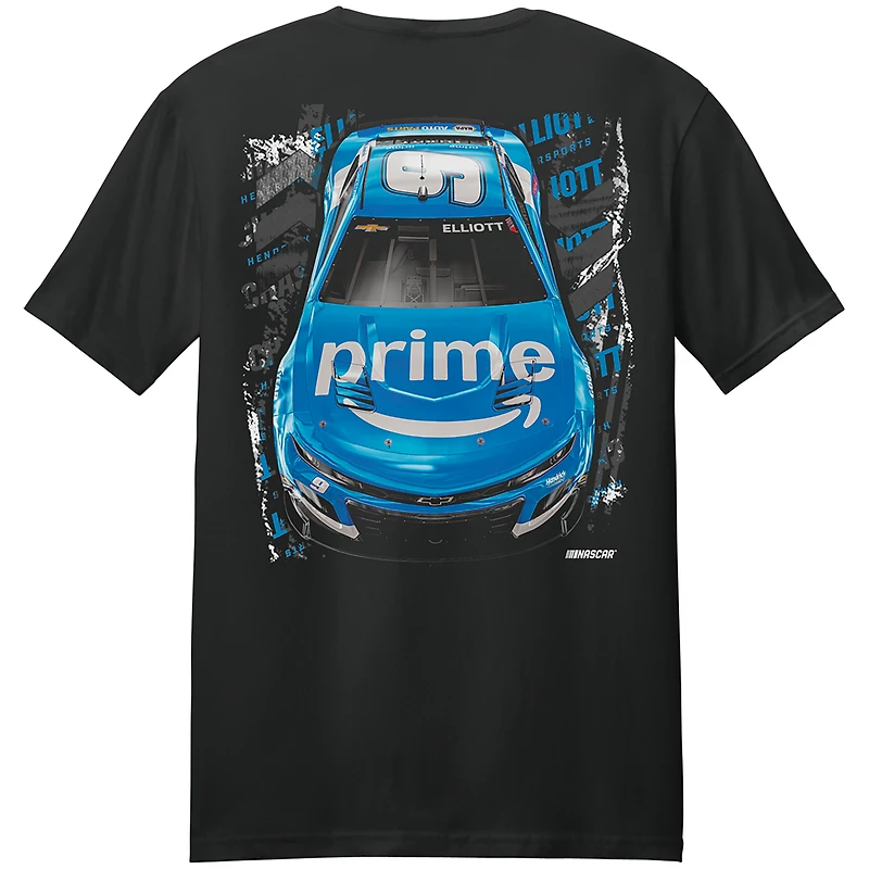 T-shirt noir Chase Elliott Amazon Prime pour homme, collection Hendrick Motorsports Team