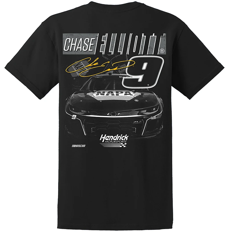 T-shirt noir ton sur Chase Elliott NAPA de la collection Hendrick Motorsports Team pour homme