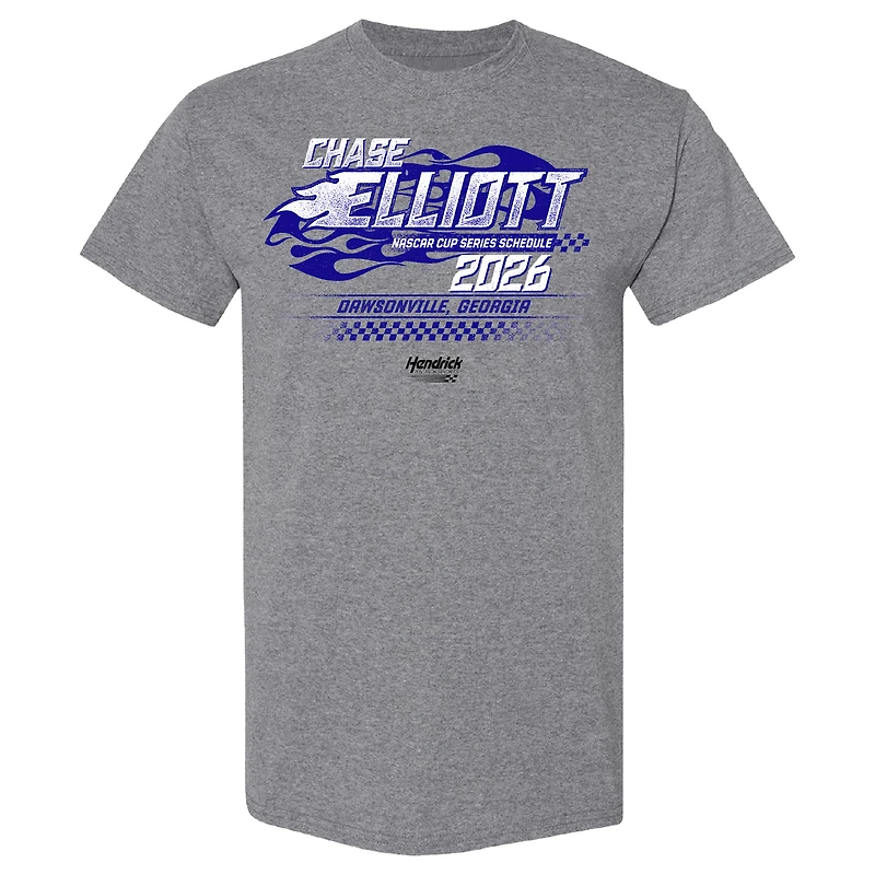 Men's Hendrick Motorsports Team Collection Heather Charcoal Chase Elliott 2026 NASCAR Schedule T-Shirt