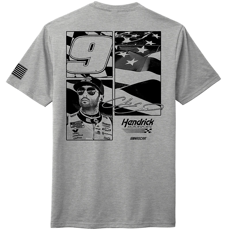 T-shirt pour homme de la collection Hendrick Motorsports Team, gris chiné, avec le drapeau Chase Elliott NAPA