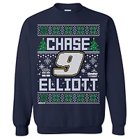 Pull de vacances moche Chase Elliott bleu marine la collection Hendrick Motorsports Team pour homme