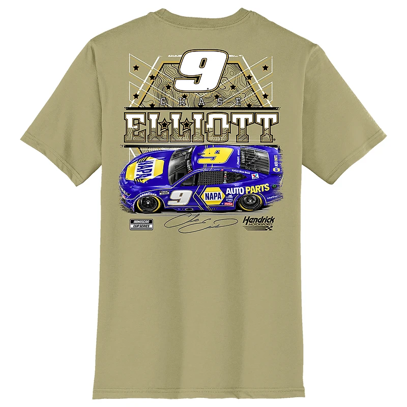 T-shirt pour homme de la collection Hendrick Motorsports Team, couleur tan, Chase Elliott NAPA Car