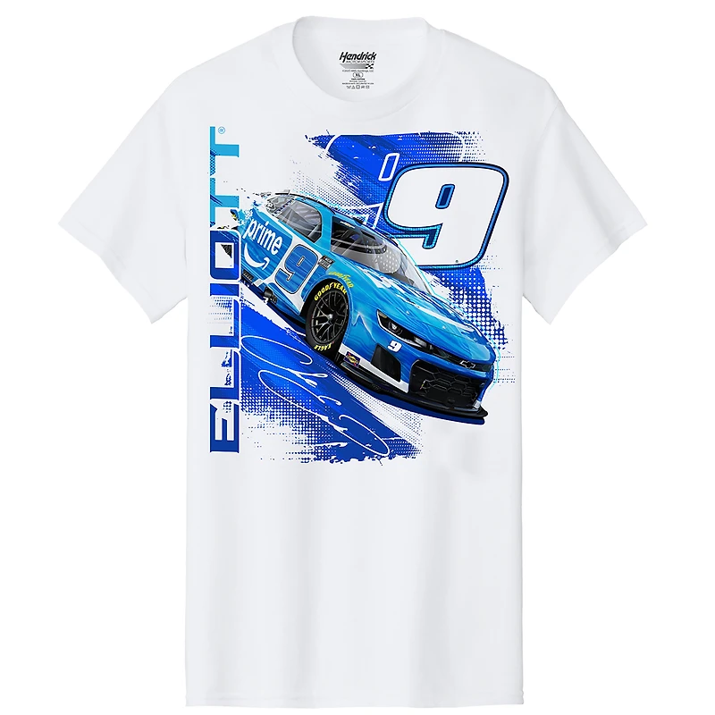 T-shirt pour homme de la collection Hendrick Motorsports Team, Chase Elliott, voiture Amazon blanche