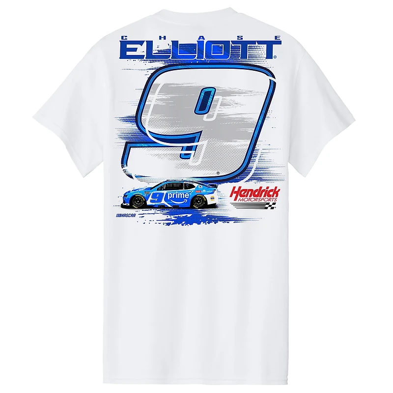 T-shirt pour homme de la collection Hendrick Motorsports Team, Chase Elliott, voiture Amazon blanche