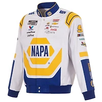 Veste d'uniforme en sergé à boutons-pression Chase Elliott NAPA blanc/royal pour homme de JH Design