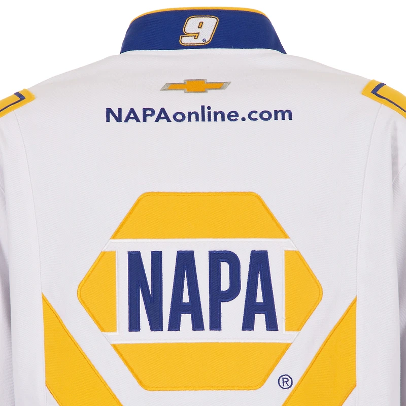 Men's JH Design White/Royal Chase Elliott NAPA Full-Snap Twill Uniform Jacket