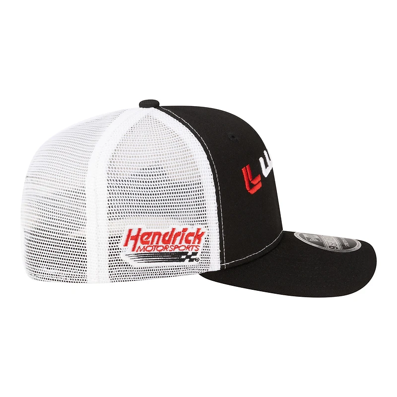 Casquette trucker ajustable New Era Chase Elliott 2026 Llumar 9SEVENTY noire et blanche pour homme