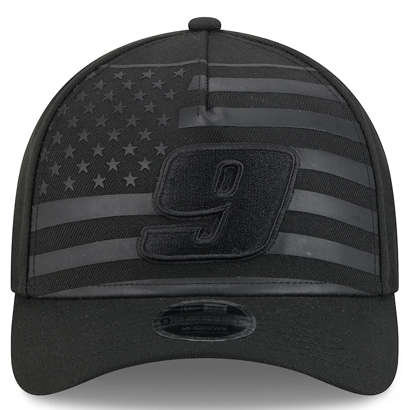 Men's New Era Black Chase Elliott American Flag 9FORTY M-Crown A-Frame Adjustable Hat