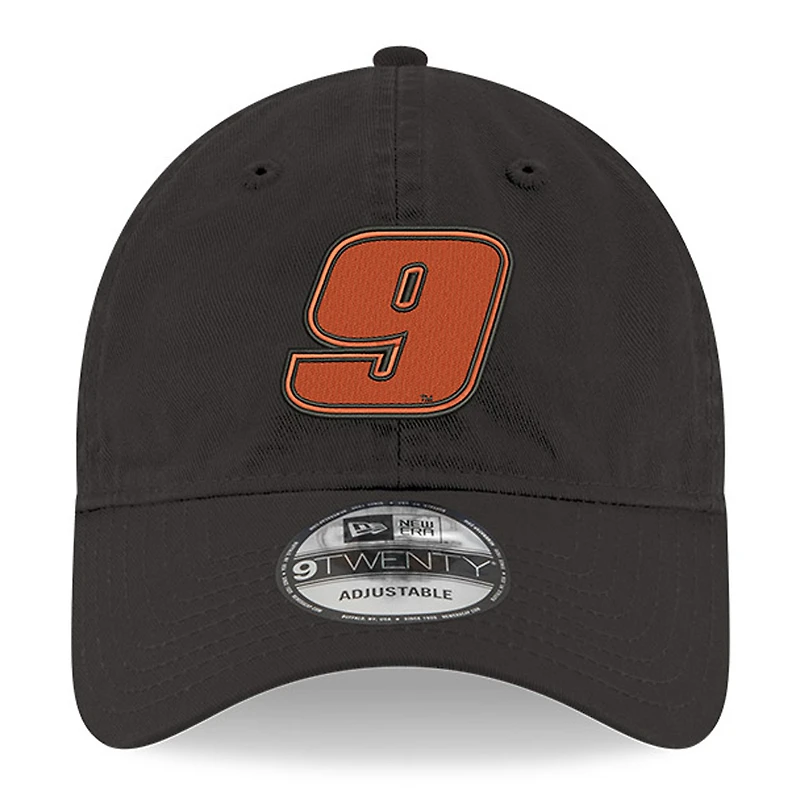 Men's New Era Black Chase Elliott Washed 9TWENTY Adjustable Hat