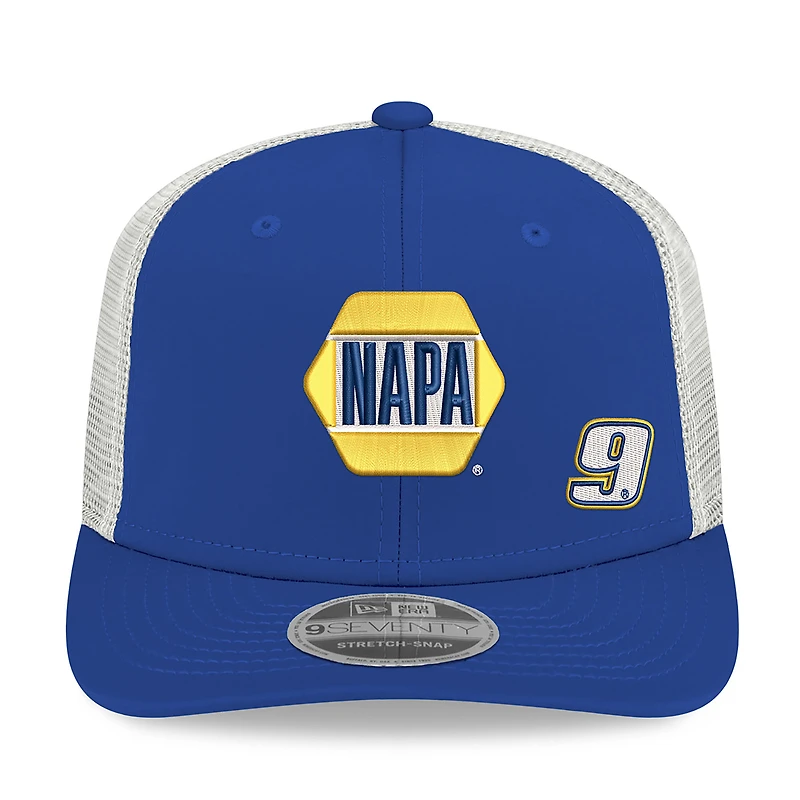 Men's New Era Blue/White Chase Elliott 2026 NAPA 9SEVENTY Adjustable Trucker Hat