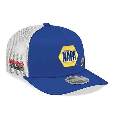 Men's New Era Blue/White Chase Elliott 2026 NAPA 9SEVENTY Adjustable Trucker Hat