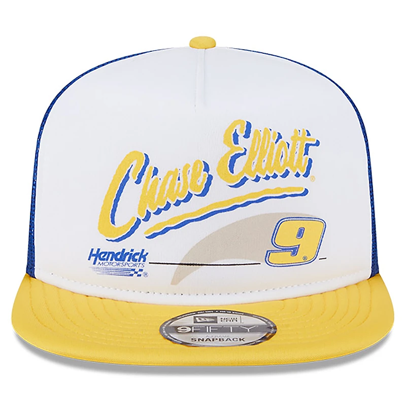 Casquette à visière à rabat rétro Chase Elliott 9FIFTY A-Frame bleue New Era pour homme
