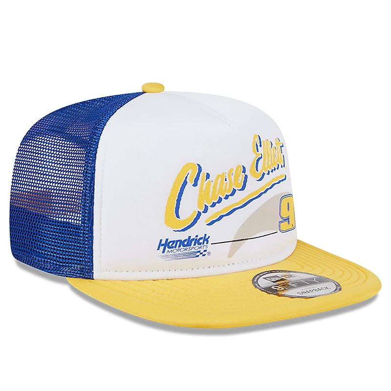 Men's New Era Blue Chase Elliott 9FIFTY A-Frame Retro Script Snapback Hat