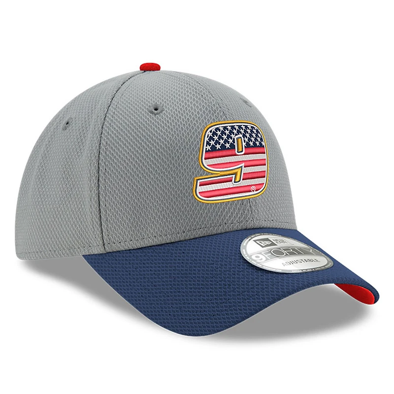Casquette ajustable Chase Elliott Salute 9FORTY New Era gris/bleu marine pour hommes