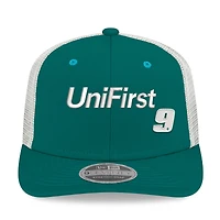 Casquette trucker ajustable New Era verte et blanche Chase Elliott 2026 UniFirst 9SEVENTY pour homme