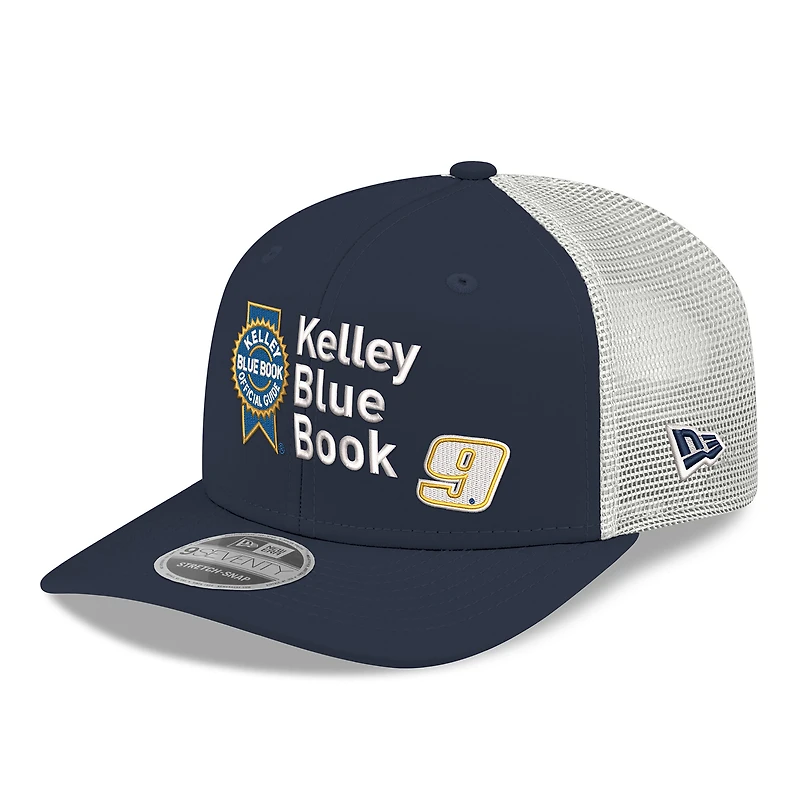 Men's New Era  Navy/White Chase Elliott 2026 Kelly Blue Book 9SEVENTY Adjustable Trucker Hat