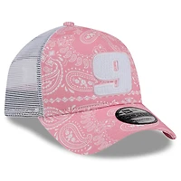 Men's New Era  Pink Chase Elliott 9FORTY A-Frame Trucker Paisley Adjustable Hat