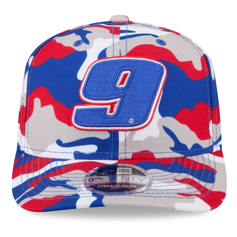 Men's New Era White Chase Elliott Patriotic Camo 9SEVENTY Stretch-Snap Hat