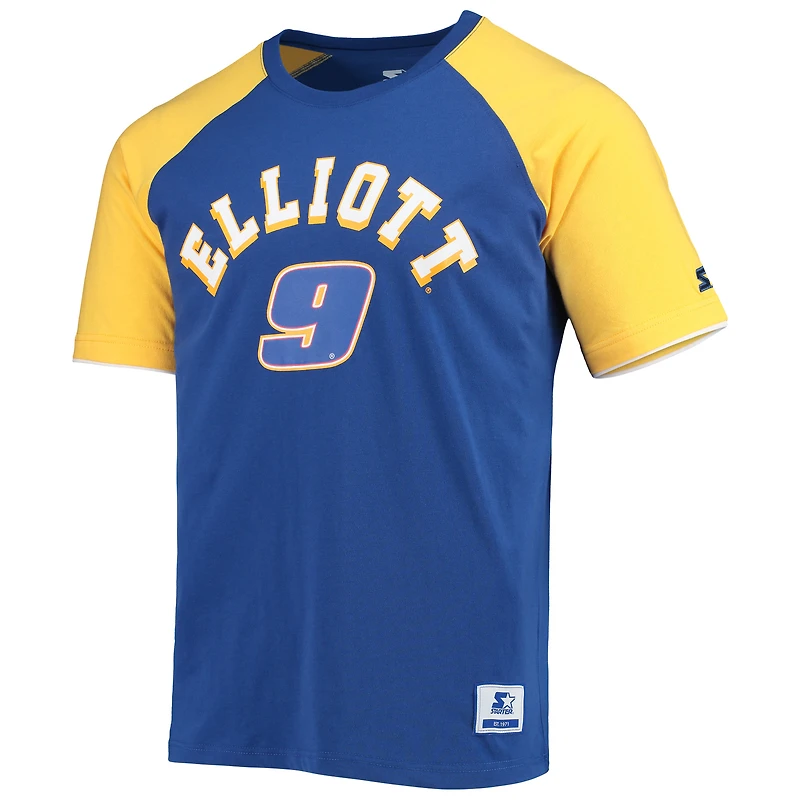 T-shirt raglan Starter Royal/Gold Chase Elliott The Catcher pour homme