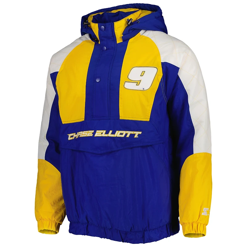 Starter Royal/Yellow Chase Elliott The Body Check Half-Snap Pullover Jacket pour homme