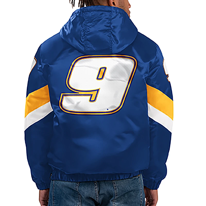 Veste à capuche demi-zip en satin Starter Royal Chase Elliott Home Team pour hommes