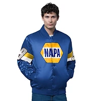 Veste universitaire en satin triple option Starter Royal Chase Elliott pour homme, entièrement à boutons-pression