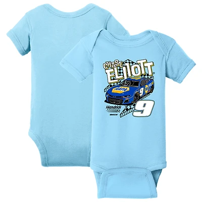 Newborn & Infant Hendrick Motorsports Team Collection  Light Blue Chase Elliott Car Bodysuit