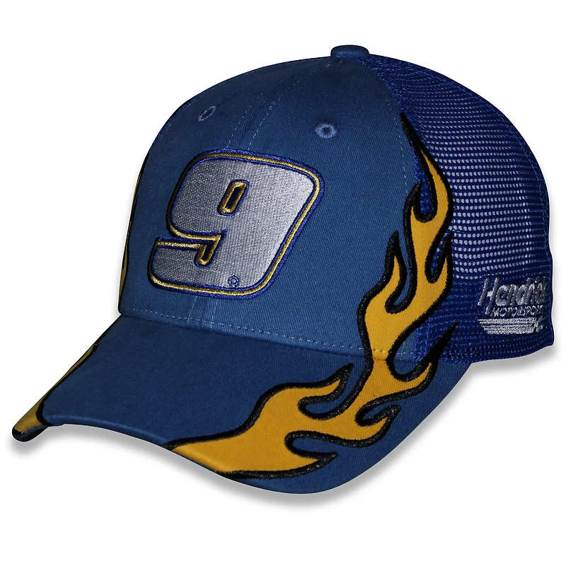 Casquette ajustable unisexe à damier bleu Chase Elliott NAPA Flame Trucker Sports