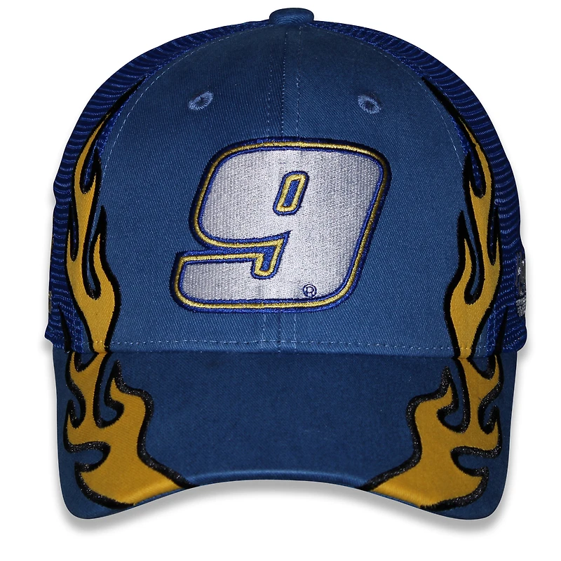 Casquette ajustable unisexe à damier bleu Chase Elliott NAPA Flame Trucker Sports